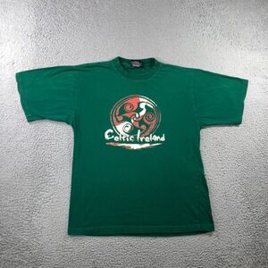 VTG Dolmen Clothing Celtic Ireland Shirt Green Triskele Graphic Tee Irish Made